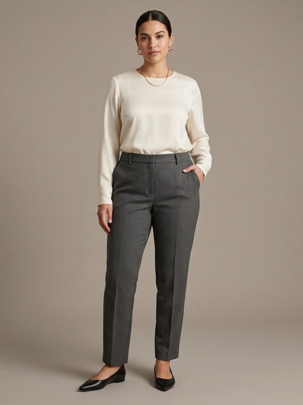 Ann Taylor Houndstooth crop pants Size 14 Gray Black